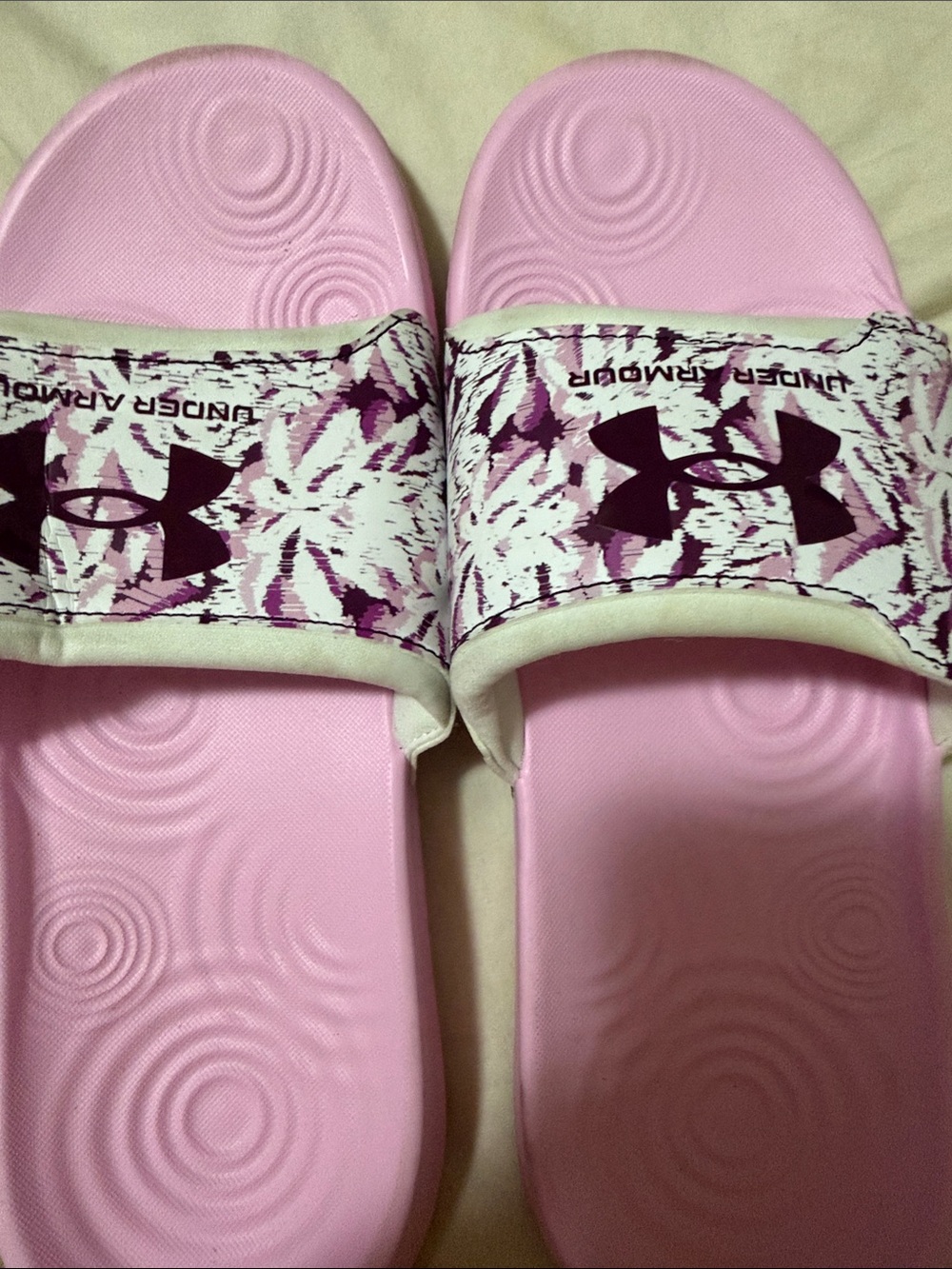 Under Armour Pink Floral-Print Women's Slide Sandals